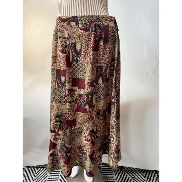 Sag Harbor Missy Maxi Skirt With Abstract Floral Print Size S 100% Polyester Mad - Picture 14 of 16
